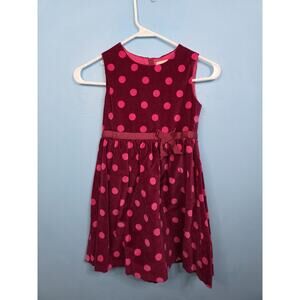 Mini Boden Spotty Velvet Fit And Flare Dress Size 6/7 Mulberry dark pink